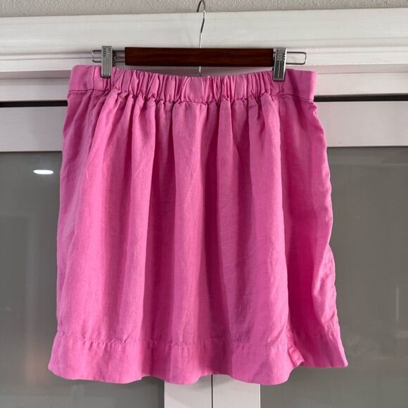 J Crew Linen Vibrant Pink Full Skirt with Drawstring and Pockets Sz 8 - Picture 4 of 7